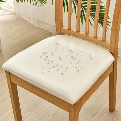 1 stuks waterdichte stoelhoes effen kleur PU leer eetstoel slipcover anti-vuil keukenstoelhoes voor Thuis Banket Kantoor 1pc chair cover