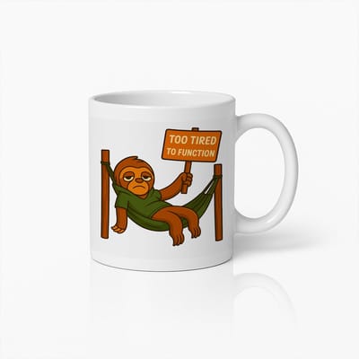 Te Moe Om Te Functioneren Mok 330 ml – Grappige Luiaard Ontwerp Keramische Koffiebeker – Humoristisch Cadeau voor Ontspanning Liefhebbers