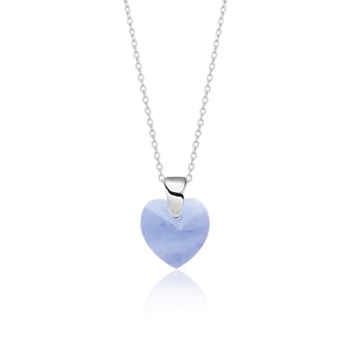 Montebello Ketting Amy HZ85 - 925 Zilver Gerhod. -Swarovski Hart - Ø10mm - 45cm