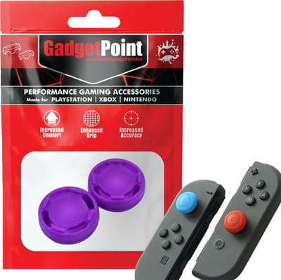 Gadgetpoint - Thumb Grips voor Nintendo Switch Joy-Con Controllers - Gaming Thumbgrips - Performance Anti-Slip Thumbsticks - Bescherming Accessoires - Cirkel - Paars