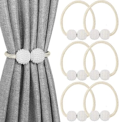 Magnetische Gordijn Ties - Decoratieve Haken - Raamdecoratie Stijlen - Verbeterde Sterke Magneet - 6 Stuks 40 cm - Beige
