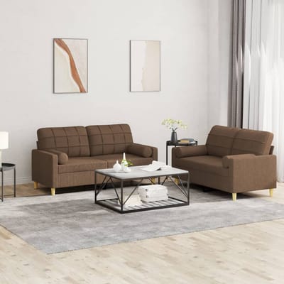 vidaXL - 2-delige - Loungeset - met - kussens - stof - bruin