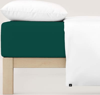 schlafgut Jersey Pure hoeslaken extra hoog - Eenpersoons S - 90x190 - 100x220 690 Green Deep