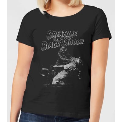 Universal Monsters Creature From The Black Lagoon Black And White Dames T-shirt - Zwart - S
