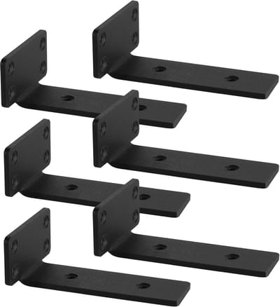 6 stuks Zwevende Plankdragers 90 Graden Schapsteune L-plankhoek voor wandmontage Zwaarlaststeun Boekenplankbeugel Wandplank Ondersteuning Metaal plankhouders,Zwart (15cm)