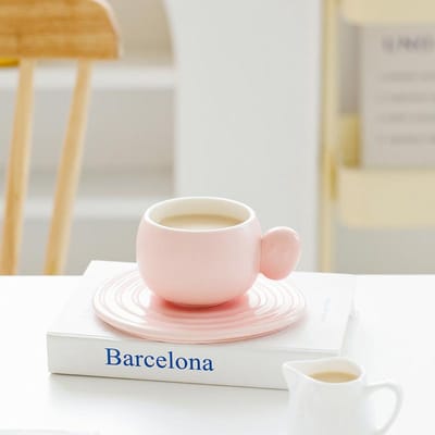 Nordic Mok Ins Macaron Eenvoudige Set Koffiekop Schotel Keramiek Thuis Kantoor Afternoon Tea Kop 300ml white