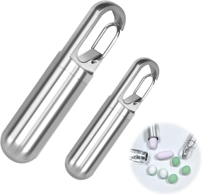 Compacte Pillendoos voor Sleutelhanger, Metalen Reisdoos voor Tabletten, Ideaal voor Outdoor Activiteiten en Kamperen