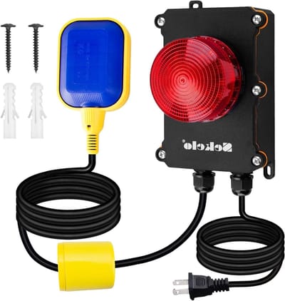 Hoog Water Alarm - Niveau Melder - Overstroming Voorkomen - 110dB Luid Alarm - 3m Vlotterkabel - Rood