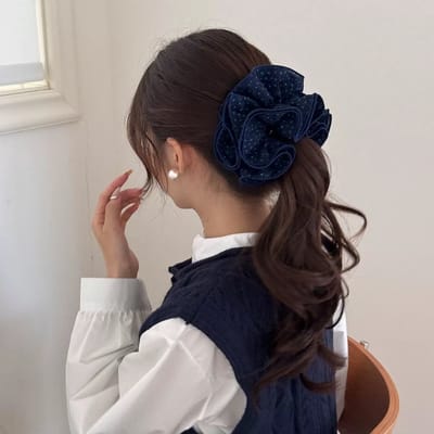 Haarelastiek - Haaraccessoire - Scrunchie voor dames - Ins haarbloem - Extra groot haarelastiek voor knot - Hoogwaardig haaraccessoire - 20 cm-vorm-15