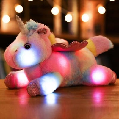 1 st 38cm Kawaii Bliksem Eenhoorn Pluche Speelgoed Zacht Gevuld Dier Gekleurde Lichten Eenhoorn Kussen Lichtgevende Pop Kinderen Meisjes Cadeau 38CM veelkleurig