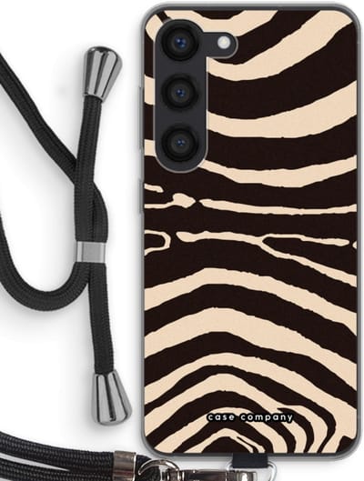 Case Company® - Hoesje met koord geschikt voor Samsung Galaxy S23 hoesje met Koord - Arizona Zebra - Telefoonhoesje met Zwart Koord - Bescherming aan alle Kanten en Over de Schermrand
