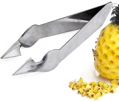 Dailygoods- Oogschilfer Tang - Roestvrij Staal - Ananasmes - Oogverwijderaar - Praktisch Clip-Design - Comfortabel Gebruik - Ananas Snijmes