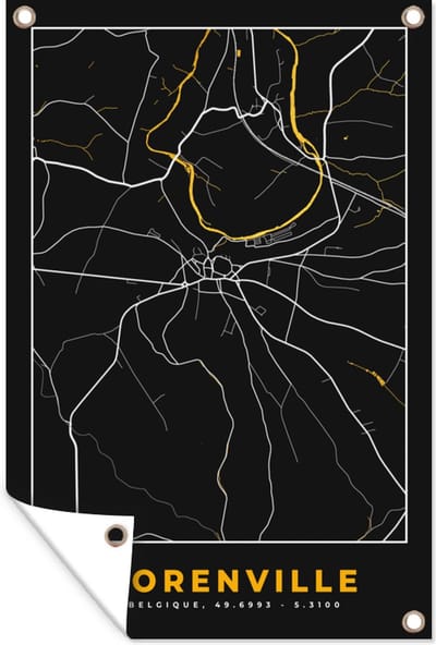 Muurdecoratie Florenville - Kaart - Plattegrond - Gold - Stadskaart - 120x180 cm - Tuinposter - Tuindoek