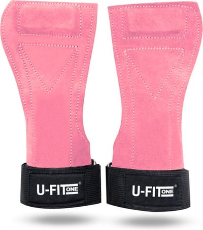 U Fit One Leer Lifting straps - Deadlift straps - Powerlifting - Fitness Straps - Wrist Support - Roze
