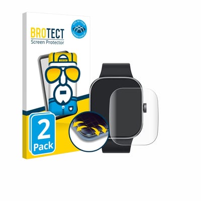BROTECT - Screenprotector voor Xiaomi Redmi Watch 4 - Folie Beschermfolie transparant volledig dekking - 2 Stuks