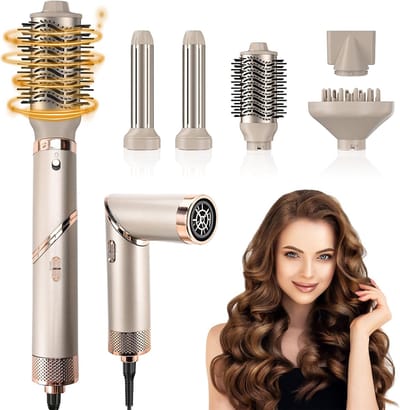 5-in-1 föhnborstel, 1000W airstyler, föhn, aircurler, thermische borstel, haarstyler met 5 accessoires, 3 temperaturen, stijlborstel voor drogen, krullen en stijlen