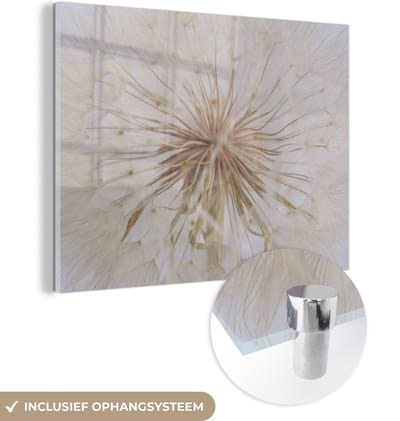 MuchoWow® Glasschilderij 120x90 cm - Schilderij acrylglas - Bloemen - Paardenbloem - Design - Foto op glas - Schilderijen