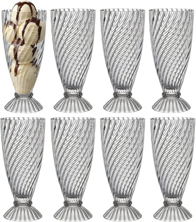 Alessandro ijscoupe Hawaii - 8x stuks - glas - kristal - 360 ml - 18 x 8 cm - ijs schaaltjes