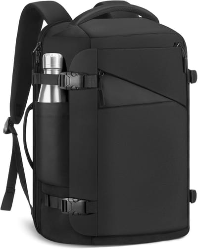 Reisrugzak voor mannen en vrouwen, 40L goedgekeurde handbagage, 17 inch laptoptas, waterbestendige lichte weekendtas.