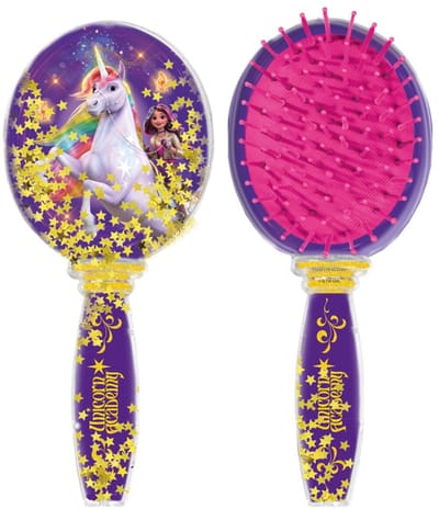 Unicorn Academy speelgoed - haar borstel met bewegende glitters - haaraccessoires - kids beauty rollenspel speelgoed meisjes vanaf 3 jaar