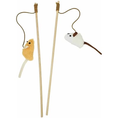 Set van kattenvislijnen met een knuffelmuizentje met geluid en kattenkruid Nobby Pet (x16)