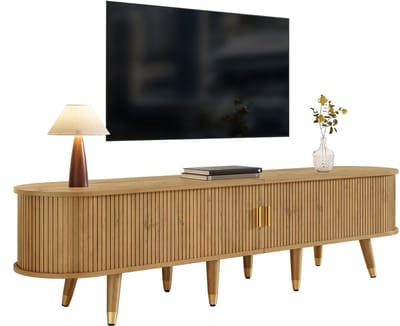 TV Meubel - 175x38x45 cm - Lowboard met Schuifdeuren - Uniek Design - MDF - Houtkleur