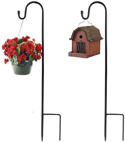 2 stuks tuinherdershaak, lantaarnstok, metalen herdershaak, plantenhanger, metaal, tuinstok met haken, voor solarverlichting, lantaarns, bruiloften, plantenmanden, bloemballen
