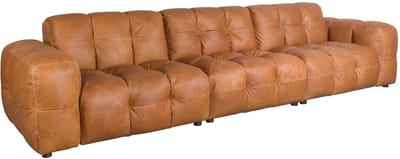 Dutchbone Hackman 4,5-zitsbank Leer Cognac Bruin