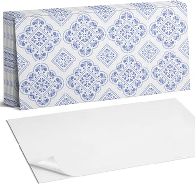 Coloray Plaktegels - Elegant decoratief patroon Zelfklevende Wandtegels - 40 cm x 20 cm - Blauw Plaktegels - 10 stuks - Rechthoek PVC Tegels - Plaktegels Badkamer - Vloertegels Zelfklevend - Vinyl Tegels Zelfklevend - Portugese Tegels