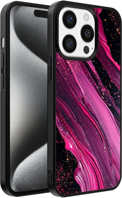 Smartphonica Telefoonhoesje geschikt voor iPhone 15 Pro met marmer opdruk - TPU backcover case marble design - Paars Roze geschikt voor iPhone 15 Pro