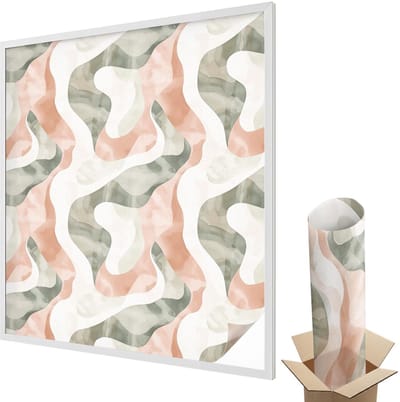 Wallfluent Glas in Lood Raamfolie - Kleurrijke golven Raamfolie Glas in Lood - 100x116 cm - Oranje Zelfklevende Raamfolie Glas in Lood - Melkglas Folie met Glas in Lood Effect - Voor de woonkamer, voor het kantoor, voor de hal