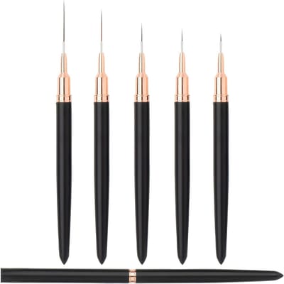 Set van 5 Nagelborstels voor Gel Nagels, Dunne Borstels voor Nagelkunst en Fijne Details, Perfect voor DIY Nagelontwerpen en Nagelbenodigdheden