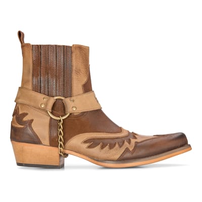 Heren leren cowboy-enkellaarzen bruin Cubaanse biker Winklepickers Western Country