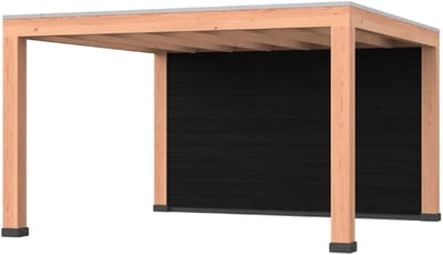 Douglas overkapping, 400 x 400, met zwarte achterwand, Westwood Modern Plus