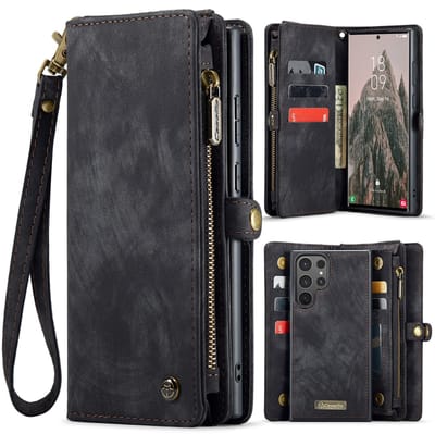 CaseMe Hoesje - Geschikt voor Samsung Galaxy S26 Ultra Hoesje - CaseMe 008 2-in-1 Book Case & Back Cover met Portemonnee - Zwart