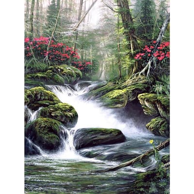 5D Diamond schilderij landschap waterval volledige ronde diamant borduurwerk kruissteek 20X30CM gray
