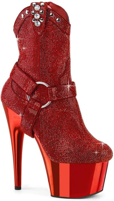 Pleaser - ADORE-1029CHRS Plateau Laarzen, Paaldans schoenen - US 5 - 35 Shoes - Rood