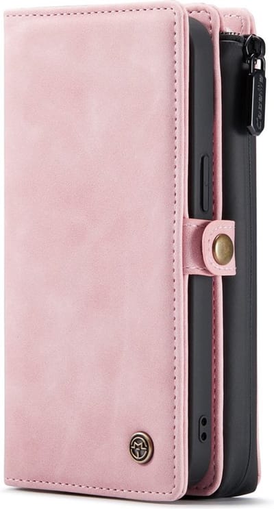 Casemania Hoesje Geschikt voor Apple iPhone 13 Pale Pink - Luxe 2 in 1 Portemonnee Book Case met Extra Vakken