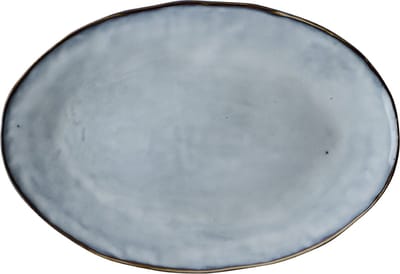 Dutch Rose Organic Ovale schaal - Serveerschaal - Stoneware Handgemaakt - 34xØ 23cm - Blauw