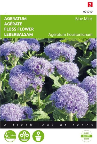 Ageratum, Leverbalsem Blue Mink Bloemenzaden | Perkplant geschikt voor het gebruik in borders, randen, bloembakken of potten