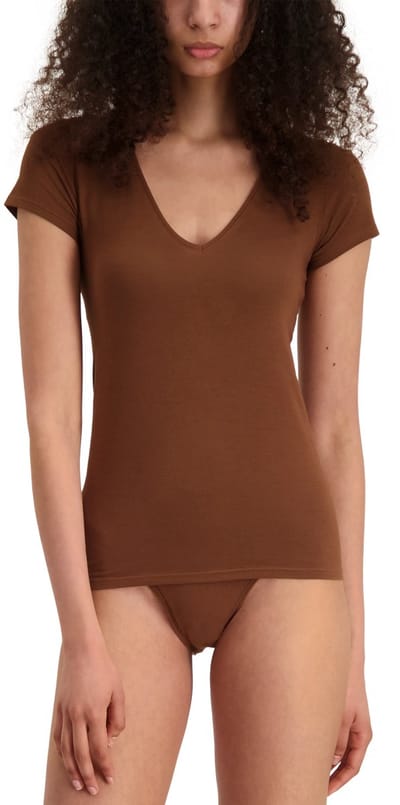 Noshirt Short Sleeve - Lite Cotton - Diepe V-Hals - Katoen - Invisible Mocha - XXL