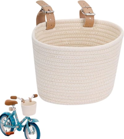 Kinderfietsmand - katoen - eenvoudig te installeren - multifunctioneel - fietstas - geschikt voor kinderdriewielers en loopfietsen - 20*15*15 cm - beige