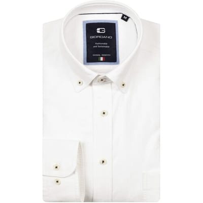 Giordano – Brando – Heren – Overhemd – Oxford - Soft Washed – Wit – 527007-10