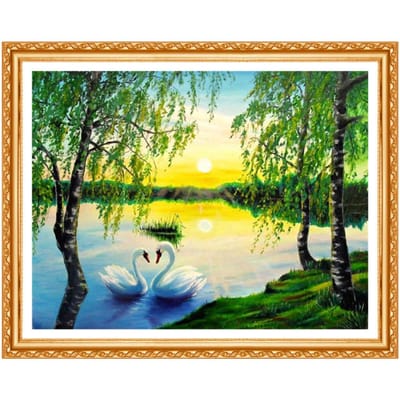 Peinture au diamant DIY 5D Broderie au diamant ronde complète Nature Peinture au diamant ronde Daimond Rond 20X30CM