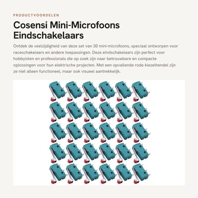 Dailygoods- Microschakelaar Set van 30 - Mini/Microfoons - AC 250 V - 5 A - SPDT 1NO/1NC - Momentane Actieschakelaars - Schakelaar