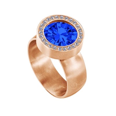 Quiges RVS Schroefsysteem Zirkonia Ring Rosegoudkleurig Mat 16mm met Verwisselbare 12mm Mini Munt - SLSRS50616