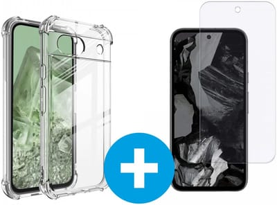 Schokbestendig Hoesje Geschikt voor de Google Pixel 8A - Shockproof Back Cover Transparant - Doorzichtige Case met Gratis 9H Tempered Glass Screen Protector