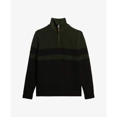 Superdry - Classics trui van katoen met halve rits en strepen - Heren - Sweaters