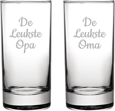 Gegraveerde longdrinkglas 28,5cl De Leukste Opa- De leukste Oma