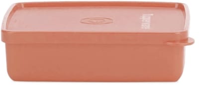 Tupperware KLEINE Broodtrommel Vierkant Zalm Oranje | Lunchbox | Vintage trommel met deksel | Voor max. 2 sneetjes brood